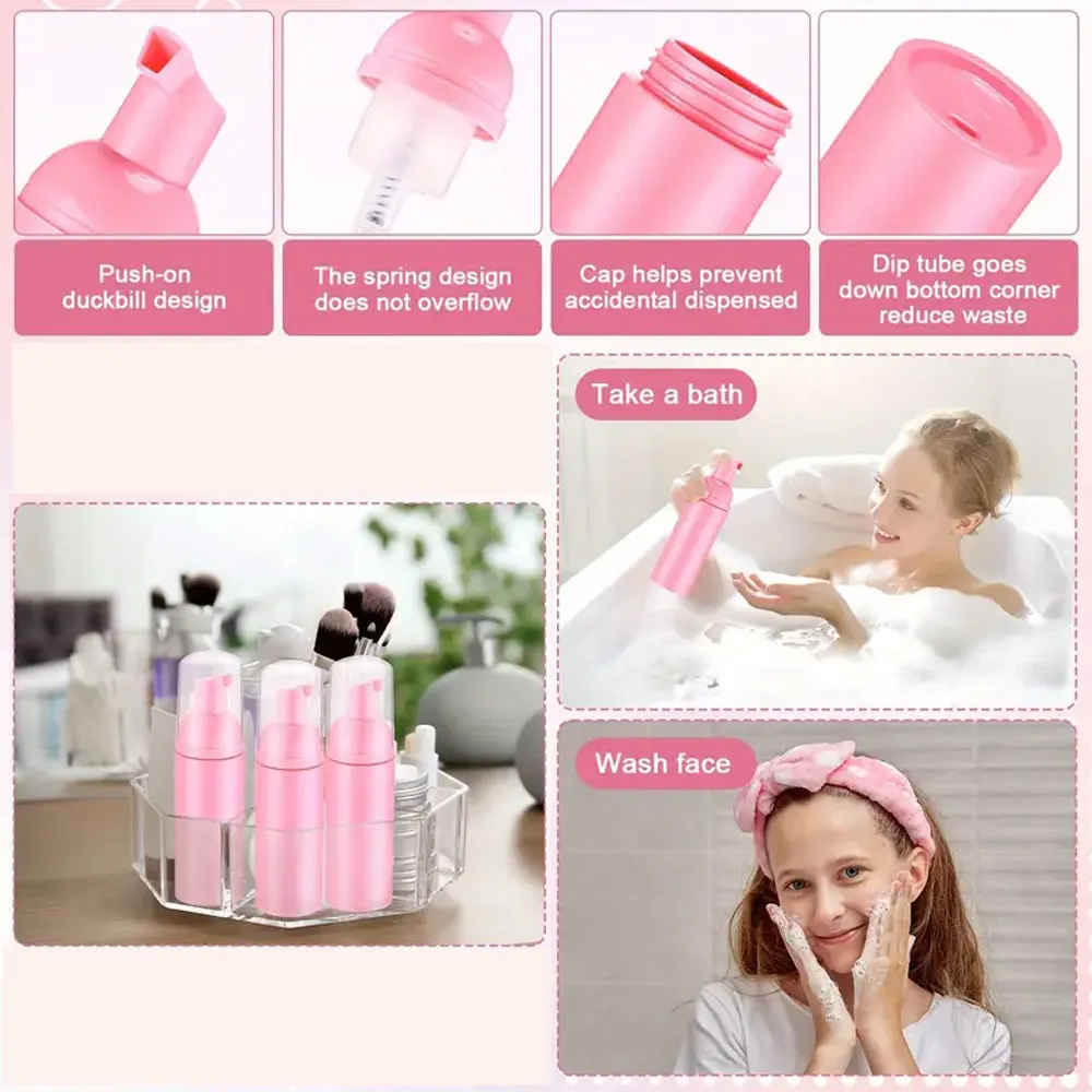 20/30/40/90Pcs Grafted Eyelash Cleaning Kit 60ML Red Bottle Empty Foam Pump Bottle Shampoo Dispenser Skin Care Cleaning Brush