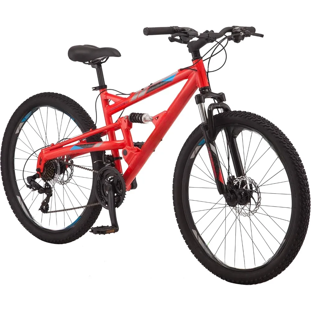 Mountain Bike, 26 or 27.5 Wheel Options, 21-Speed Drivetrain, Lightweight Aluminum Frame, Full Suspension, Mountain Bike