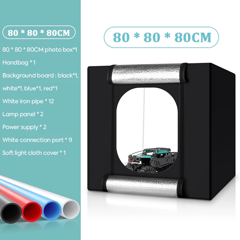 Fotostudio Lichtbak 80 Cm/32", 24 W Professionele Verstelbare Helderheid Shoot Box Met 2 Led-verlichting Soft Box Voor Item Licht Tent - afbeelding 1
