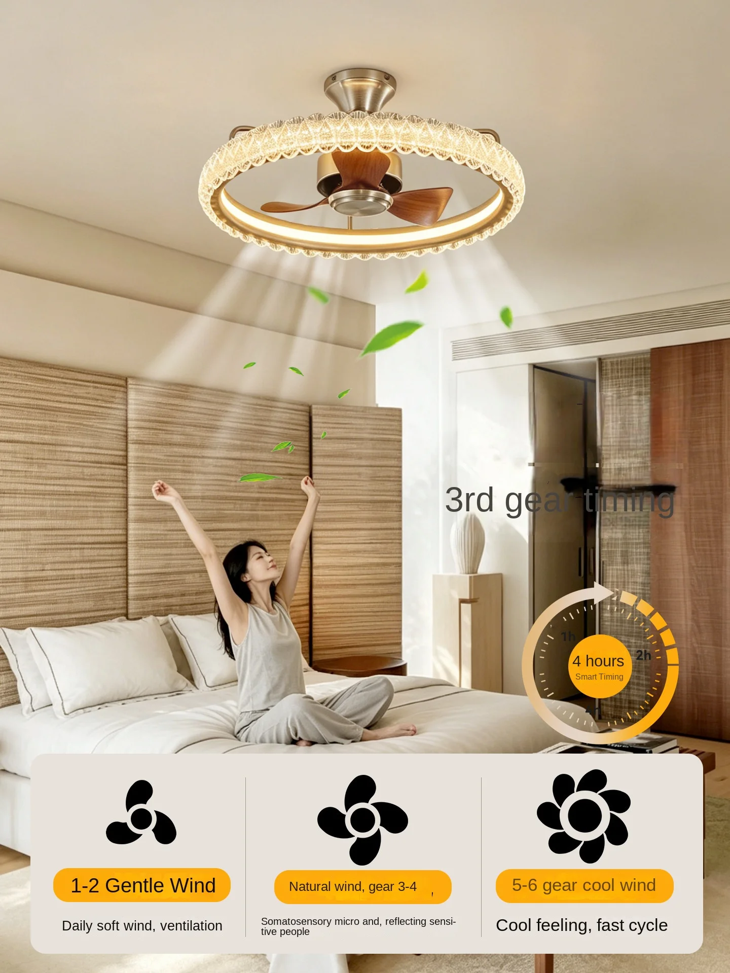 Smart LED Ceiling Fan Light Silent Flush Mount APP Remote Control Dimmable Bedroom Living Room Kitchen Decor Ceiling Fans