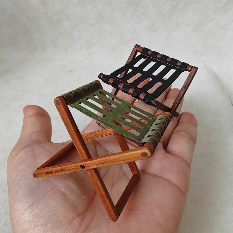 1:6 Doll House Mini Model Furniture Accessories Small Solid Wood Folding Chair Bjd Ob11 Gsc Blyth Soldier Lol Scene Props Toys