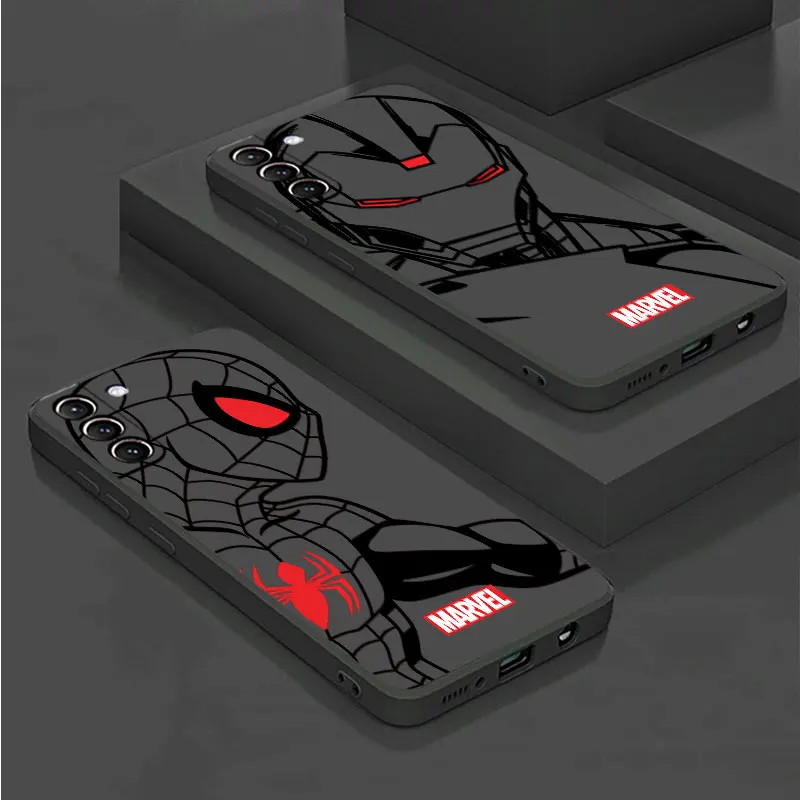 Spider Man Iron Man Venom Art Case For Samsung Galaxy S23 Ultra S22 5G S21 FE S20 Plus S10 4G Note20 10 Black Soft Phone Cover