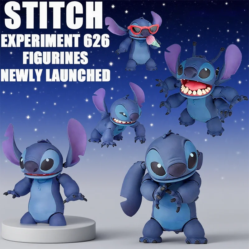 

Stitch Experiment 626 Garage Kit Jointed Model Action Figure Collectible Trendy Toys With Replaceable Accessories Festive Gifts