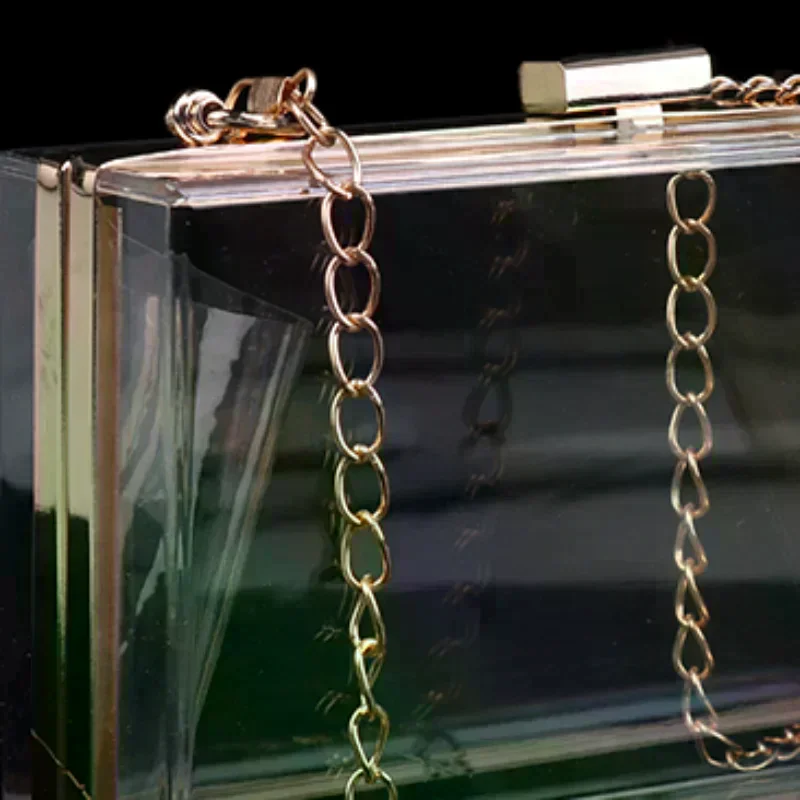 

Transparent Acrylic Box Clutch Bag Chain Messenger Bag Women Evening Bags Handbag Chain Shoulder Bag Cosmetic Bag