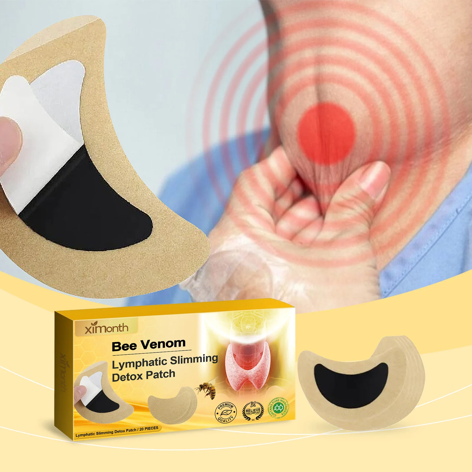 

ximonth лимфатическая наклейка для детоксикации похудения, лимфатическая защита от щитовидной железы, здравоохранение, пчелиный яд, наклейка для детоксикации похудания