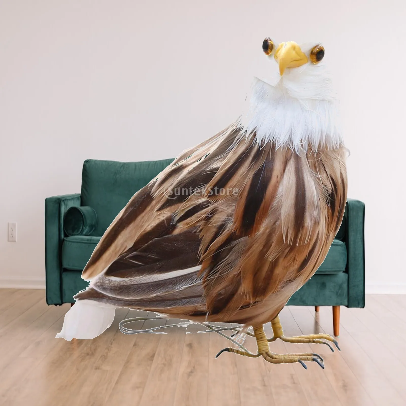Unique Real Eagle Garden Statue Animals Foam Bird Figurines Handcrafted Sculpture for Zoo Decor Ornaments Gift , Brown