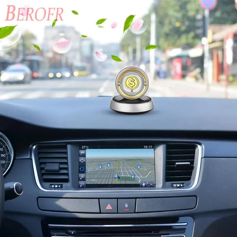 Car Aromatherapy Diffuser Solar Rotating Coin Car Diffuser Air Freshener With Solar Rotation Odor Fighter And Car Odor