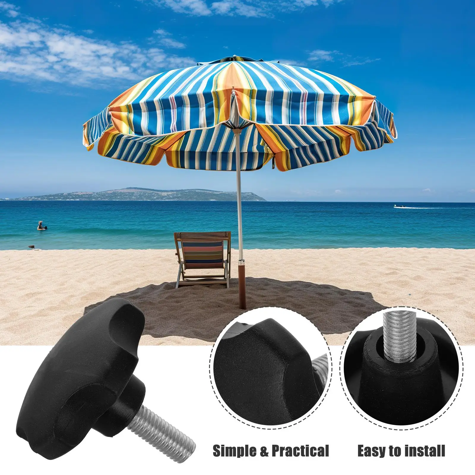 Vite per piede ombrello Base da patio Parti di ricambio Manopola regolabile Protezione solare Adattatore per palo romano in plastica durevole Mobili da esterno