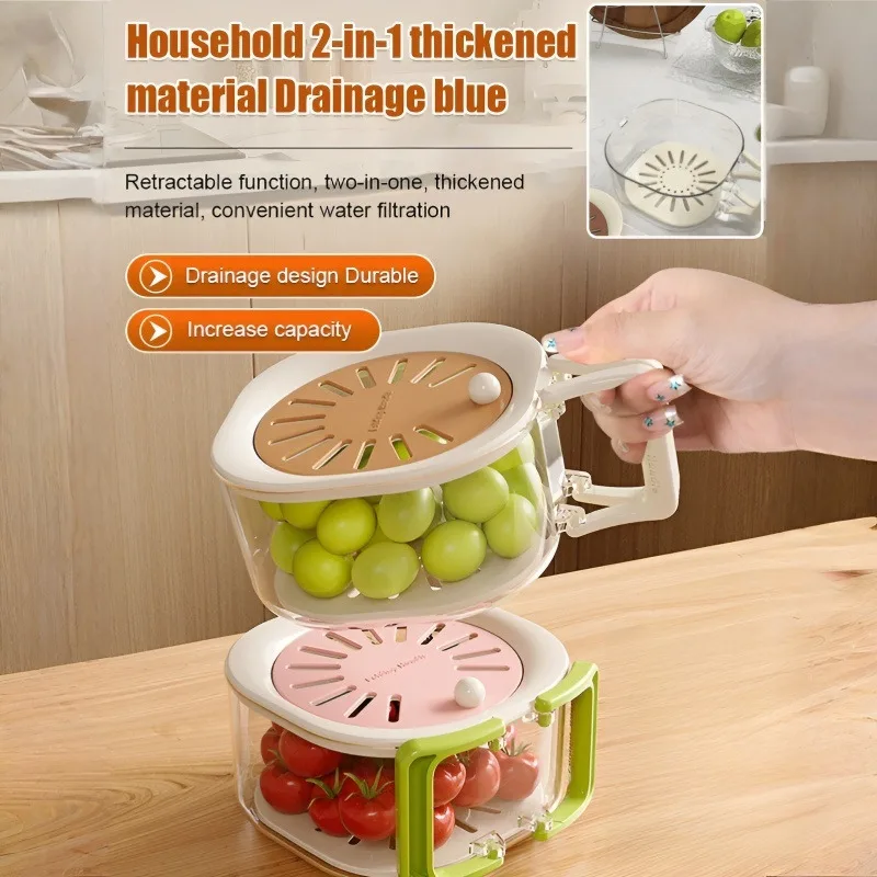 

Household wash basket 2in1 thickened cute strainer basket fruit basket special drainer