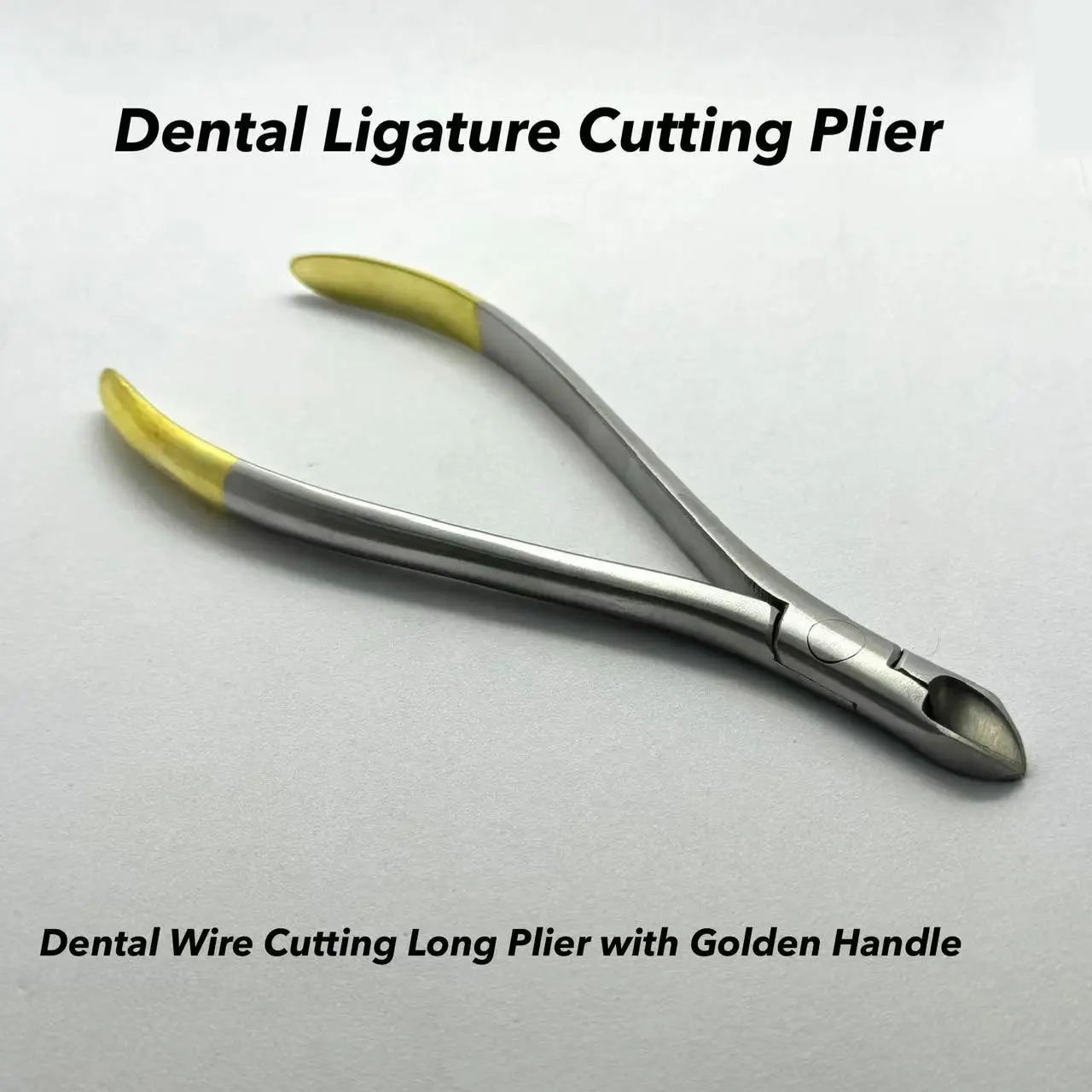 

Orthodontic Ligature and Wire Cutting Long Plier, Orthodontic 14cm/5.51 inches Long and Stainless Steel Golden Handle Plier.