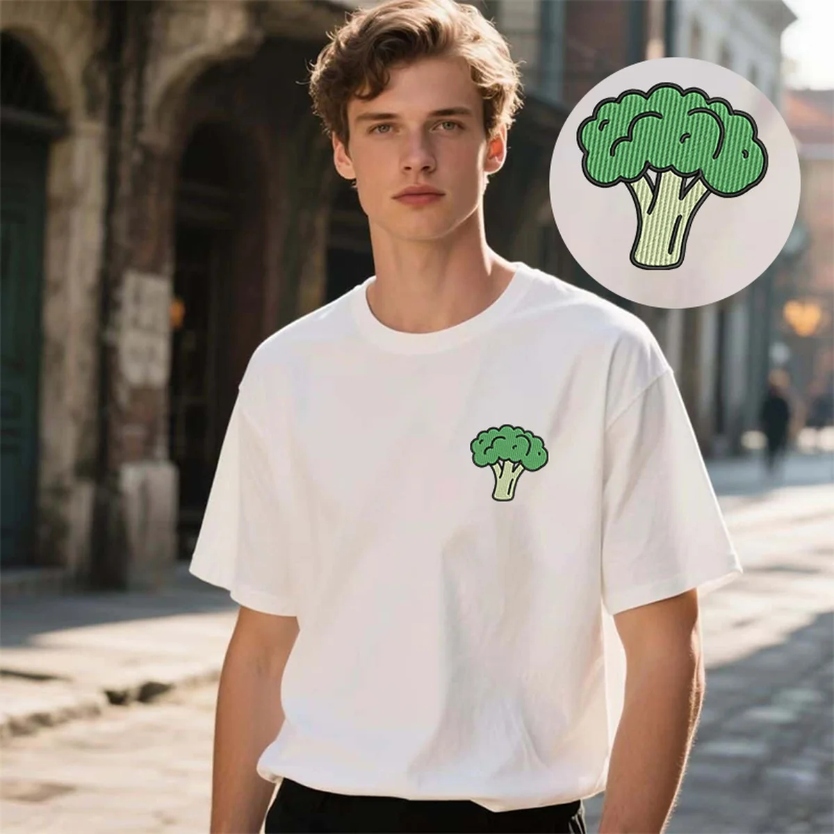 

Y2K Veggie Broccoli Men & Women Embroidered Cotton T-Shirt – Crisp Top Tees with Luxury Embroidery for Picnic Gatherings