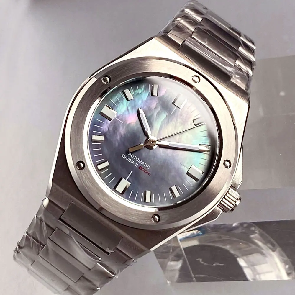 Japan NH35 Miyota Luxury Tandorio 20BAR Dive 40mm Black Shell Dial Lume Automatic Men Watch Sapphire Stainless Steel Bracelet