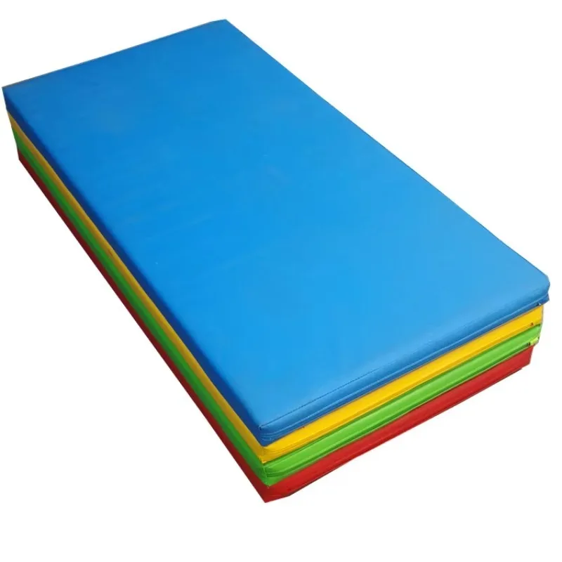 Tri-Fold Gymnastics Mats Red Yellow Blue Cover Folding Tumbling Exercise Floor Pad For Gym Use Training
