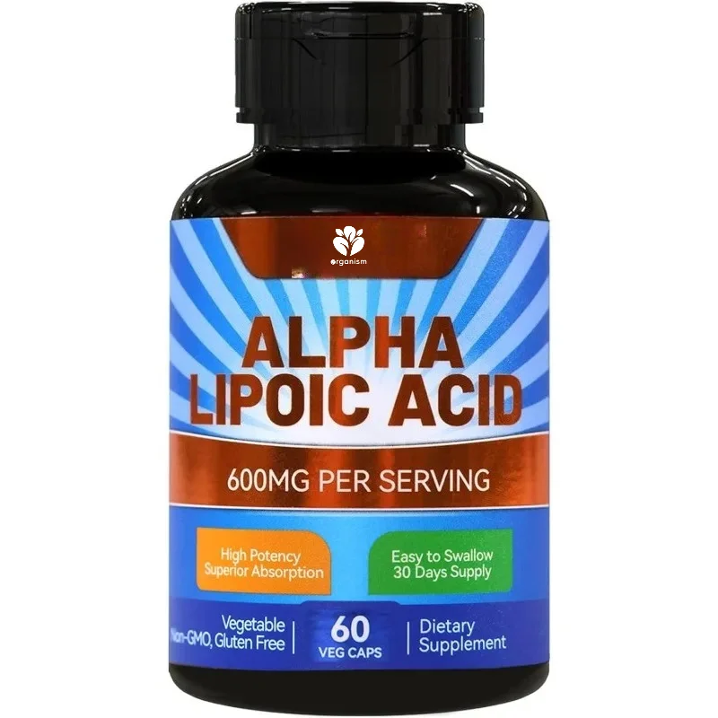 Alpha Lipoic Acid Supplement, Alpha Lipoic Acid 600mg Per Serving, Non-GMO ALA Supplement, 60 Vegetable Capsules