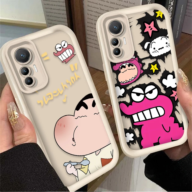 C-Crayon S-ShinChan Dinosaur Case for Xiaomi 14T 13T 12T 11T 13 12 11 Lite 5G NE POCO X6 X5 F6 F5 F3 X4 GT X3 NFC M5S C65 M6 Pro