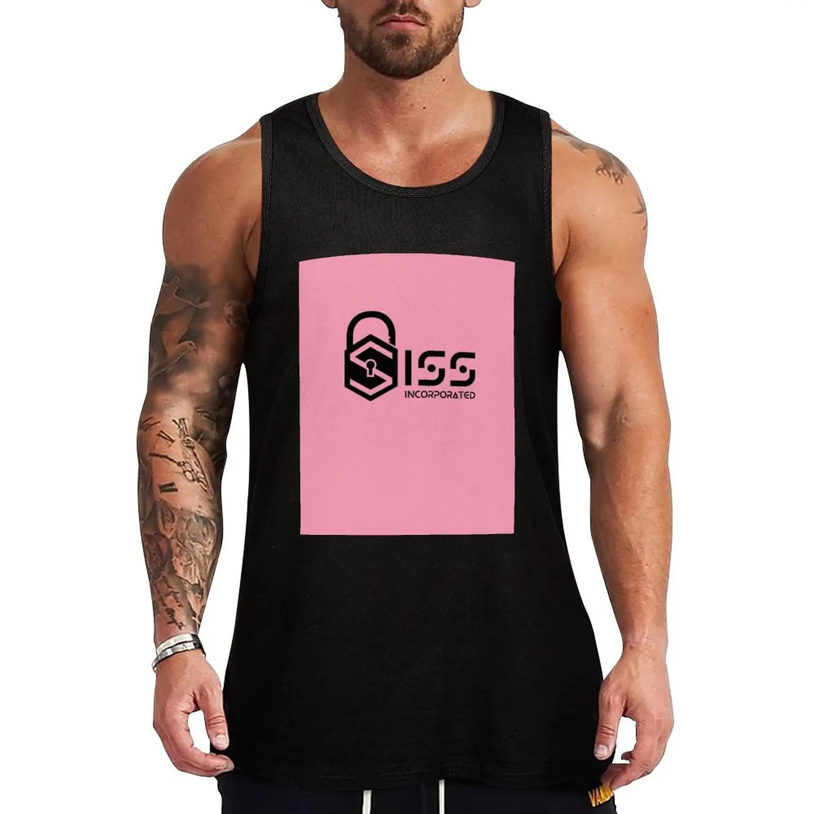 SISS inc Company Logo Black & Pink Tank Top Abstract Graphic Tank Top Art Print Sleeveless