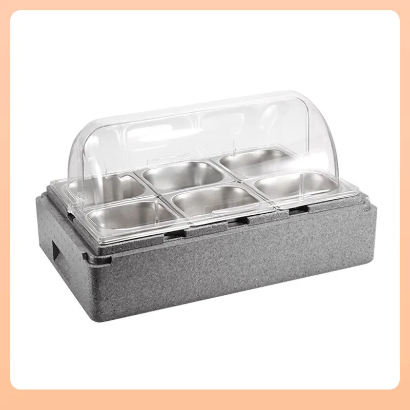 

Six-grid stall incubator, ice powder fruit refrigerator, fresh-keeping box, cold-keeping box with dust-proof.