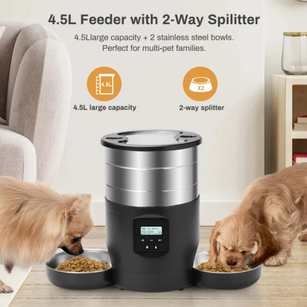 

4.5L Smart Pet Feeder Automatic Cat Food Dispenser Cat Dog Bowl Automatic Cat Feeder Dog Food Machine With Timed Quantitative