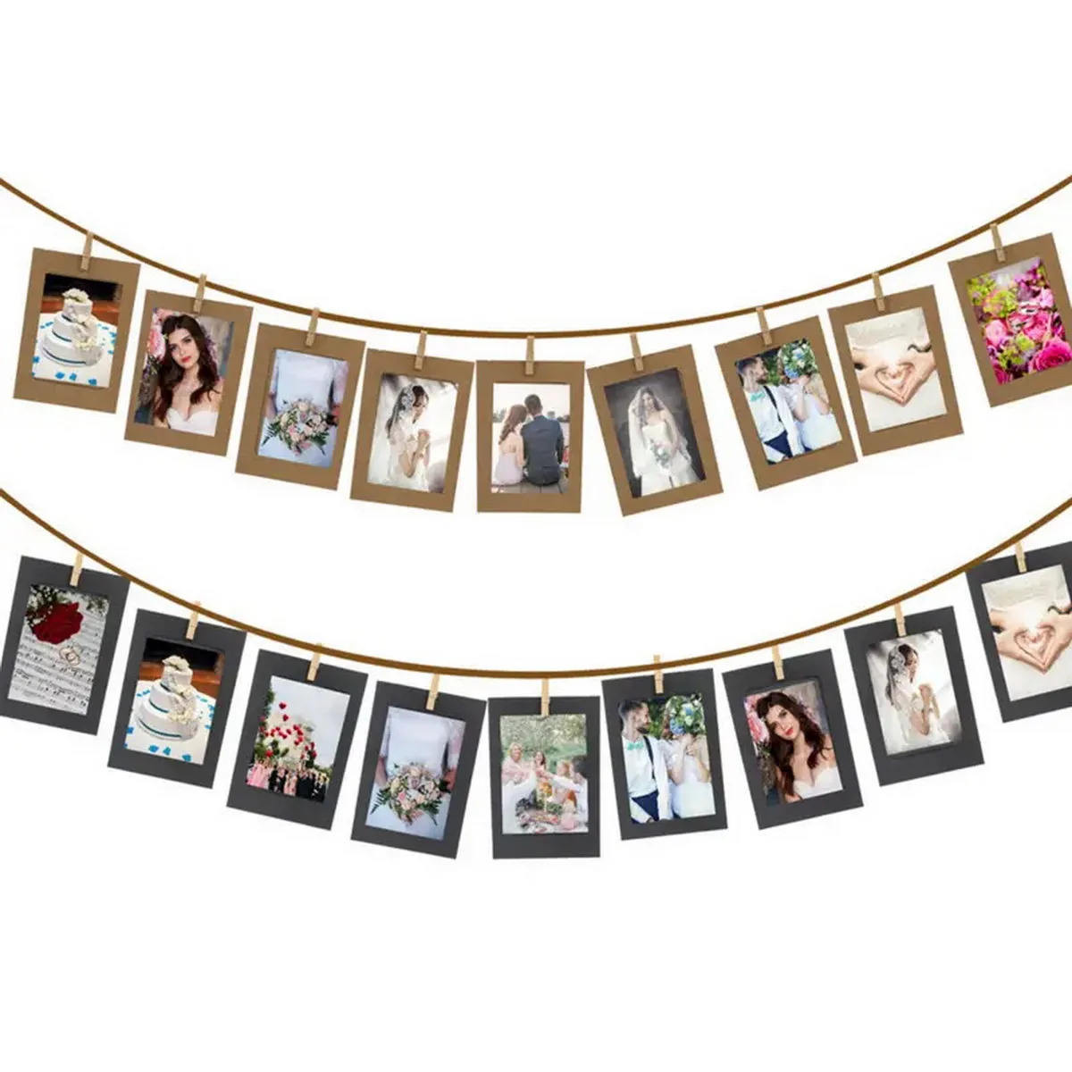 10 Blatt Album mit Hanfseil clips, handgemachte Fotos chnur mit Clips, Wandbehang Papier Foto rahmen, Party raum dekoration