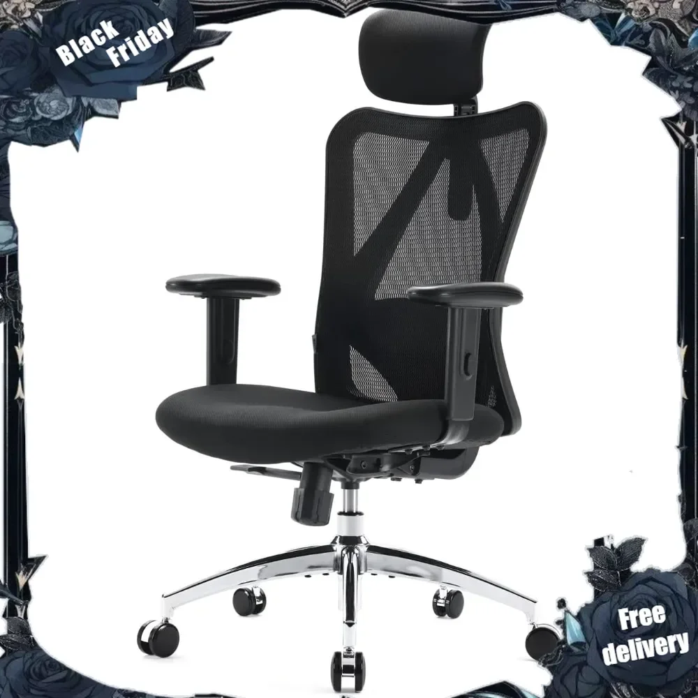 

M18 Ergonomic Office Chair for Big and Tall People Adjustable Headrest with 2D Armrest Lumbar Support and PU Wheels Swivel