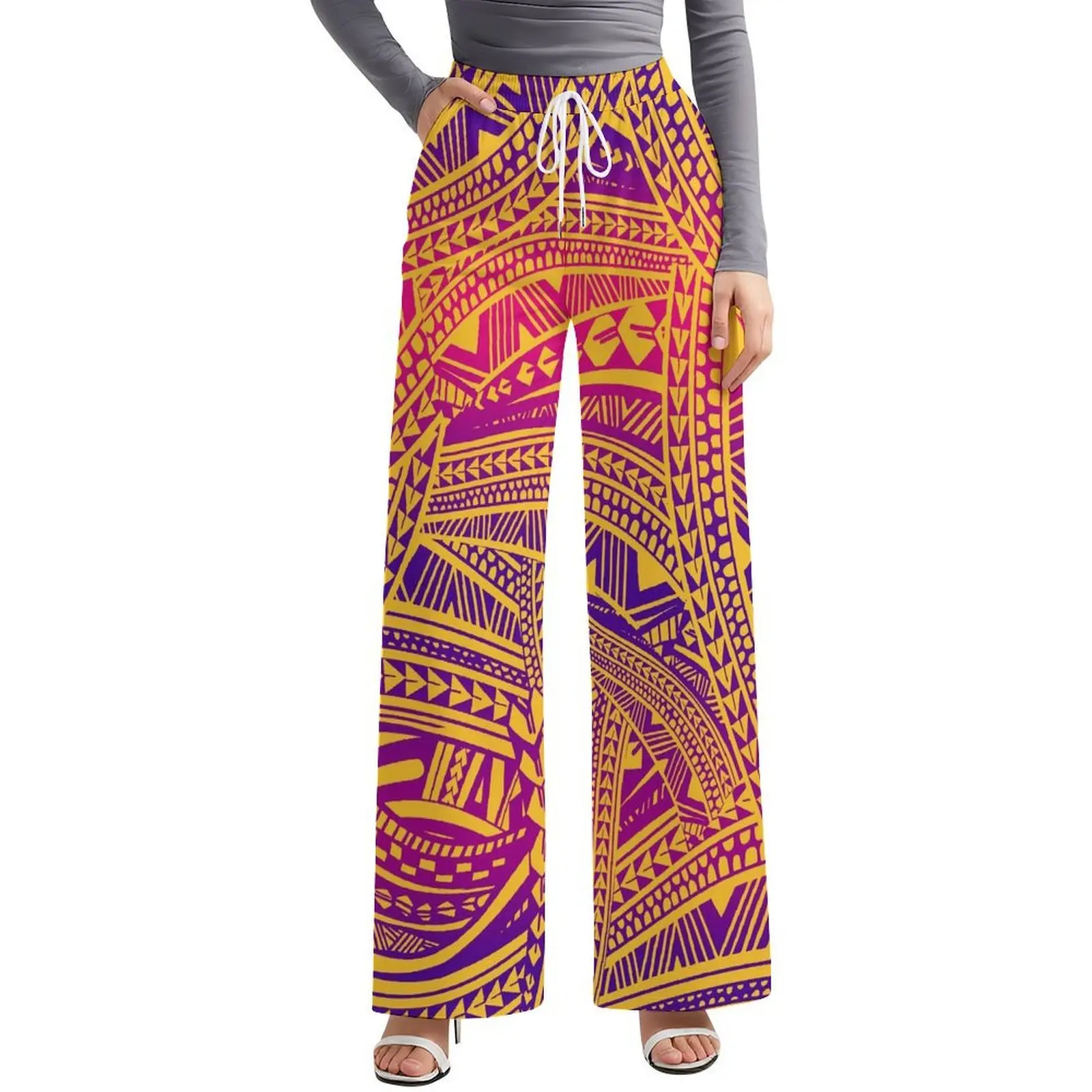 Calças largas femininas polinésias personalizadas da ilha do pacífico padrão tribal design calças compridas padrão 2025 novo estilo