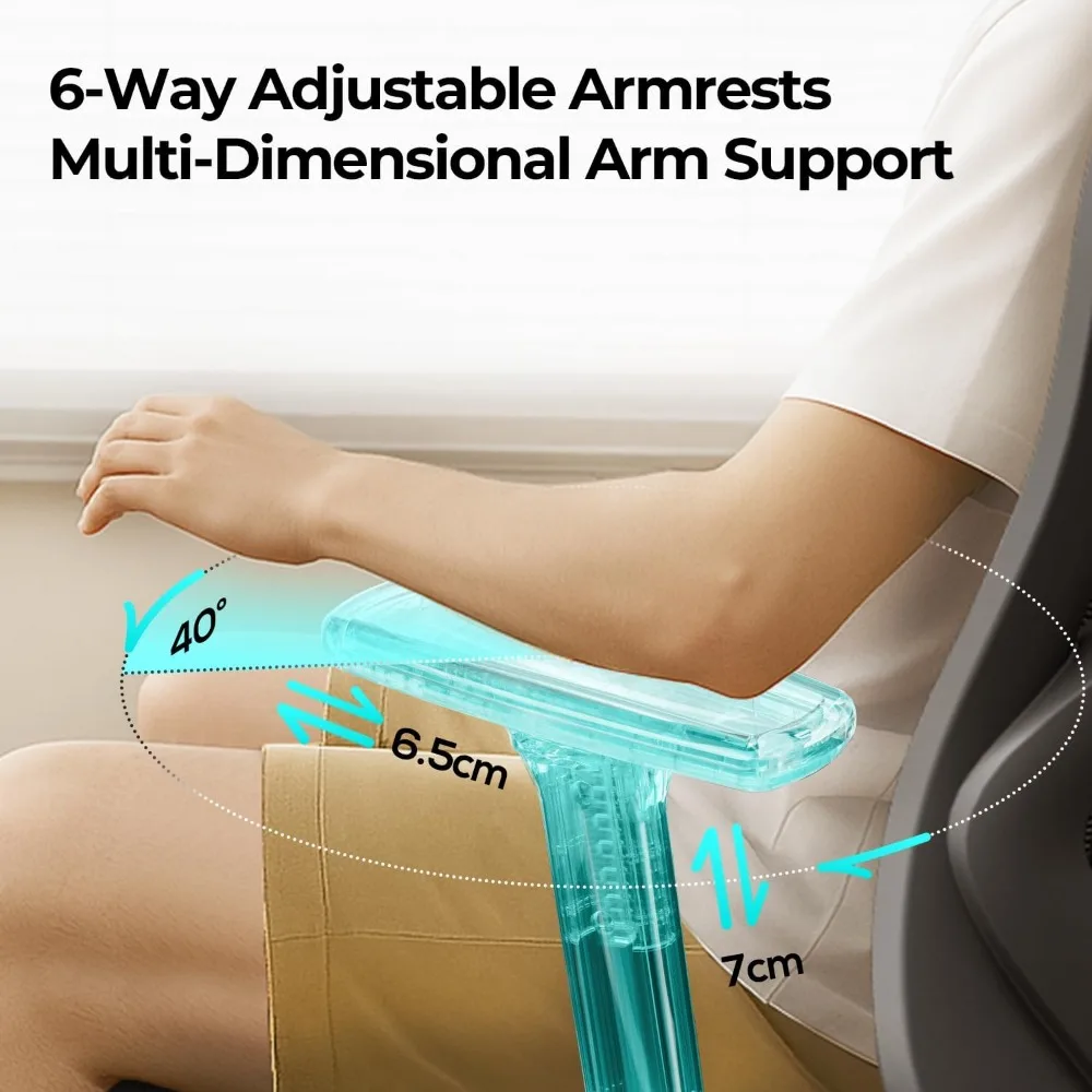 Kursi Kantor Ergonomis Hbada P3 Pro dengan Penyangga Lumbar yang Dapat Disesuaikan 2D, Kursi Meja Kantor dengan Sandaran Kepala dan Sandaran Tangan yang Dapat Disesuaikan 3D