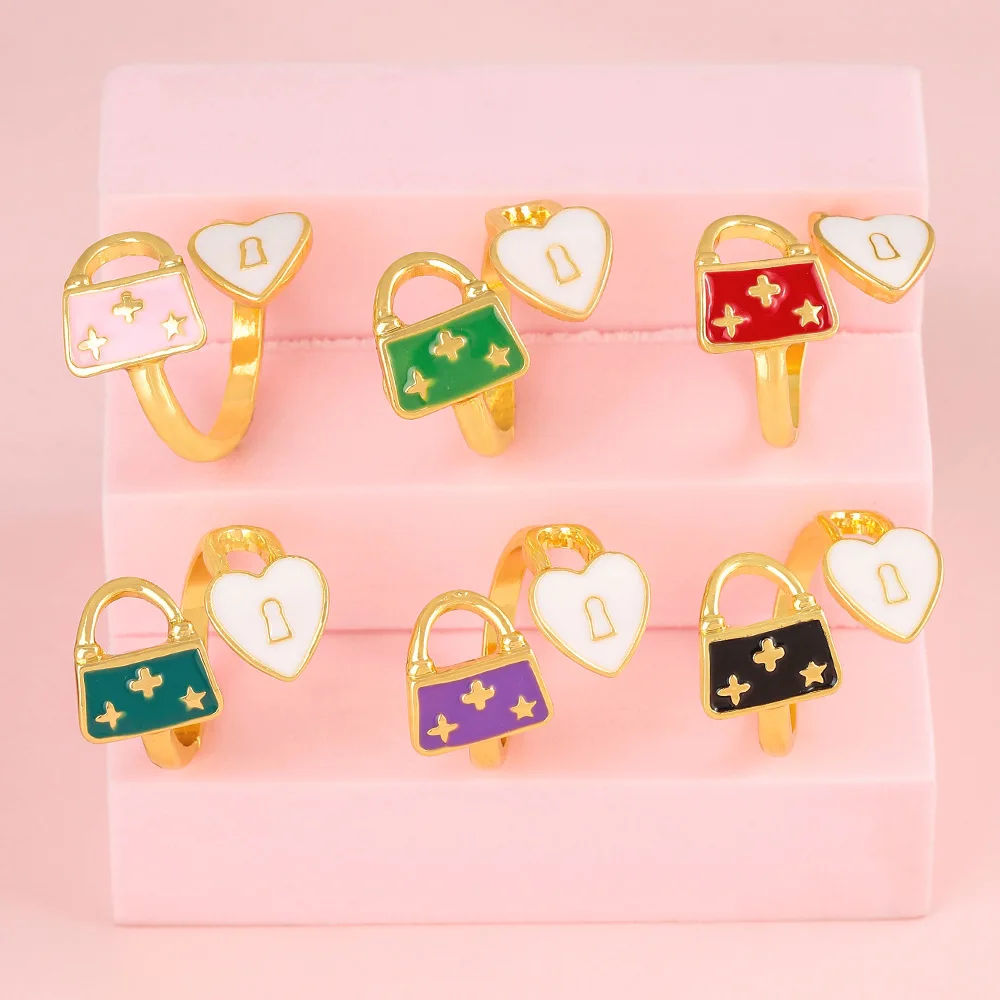 

diy' Handmade oil drop rings, children's cartoon rings, bag rings, unique and niche designs, simple styles and accessories