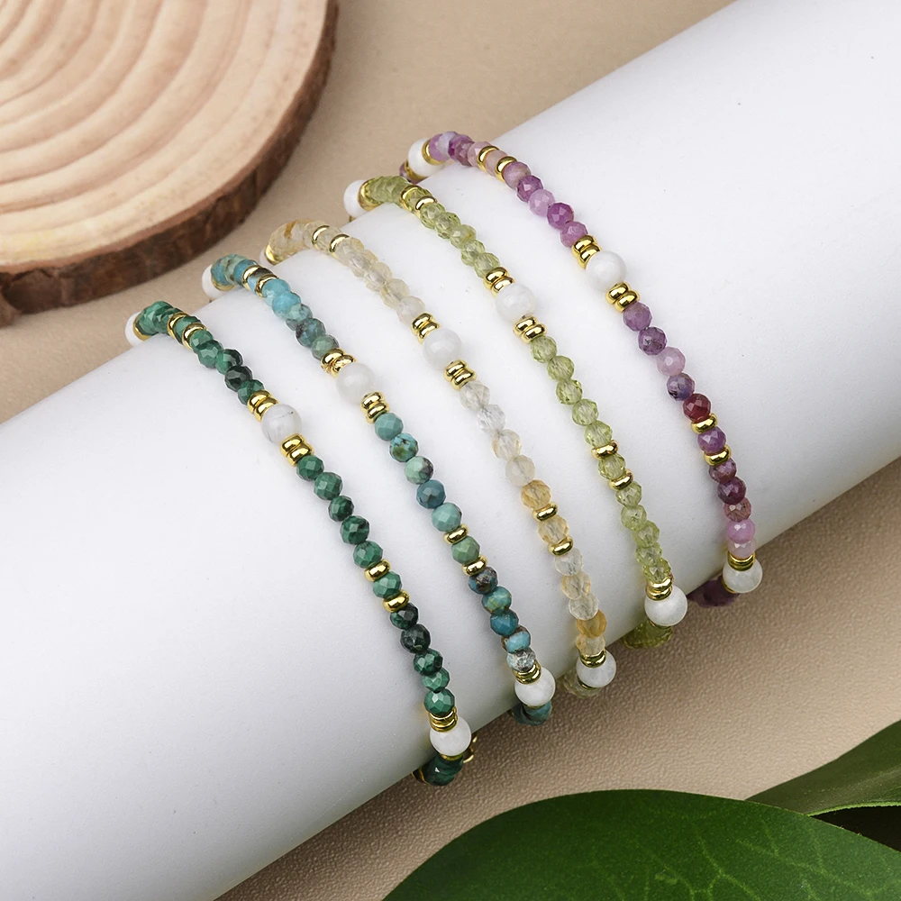 3MM Peridot Citrine Turquoise and Moonstone Nature stone Bracelet Suitable For Men And Women Daily Wear Holiday Gift Jewelry