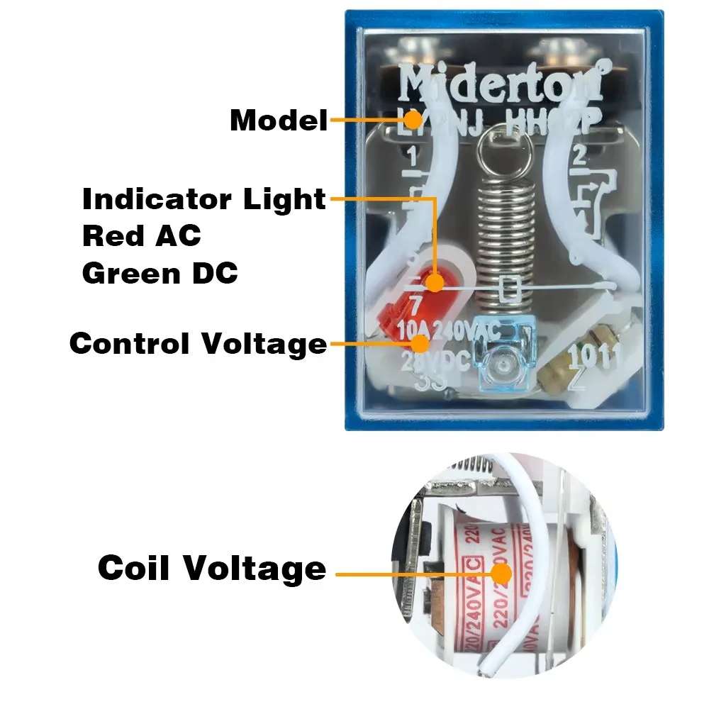 MY2NJ MY3NJ MY4NJ DIN Rail Small Electromagnetic Relay Coil Power Relay DC12V DC24V AC24V AC110V AC220V With Socket Base 2NO 2NC