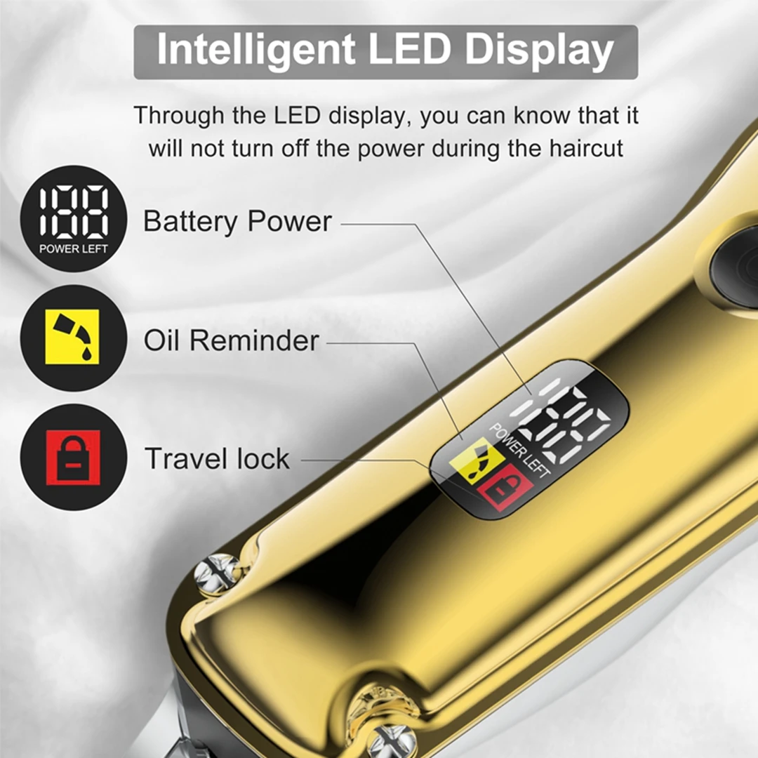 Hatteker رجل مقص الشعر أداة تهذيب اللحية الشعر المتقلب للرجال كليبرز اللاسلكي المهنية الحلاقين أدوات للعناية الشخصية