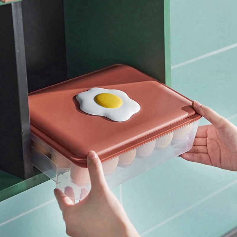 Egg Carton PP Refrigerator Fresh-Keeping Egg Storage Box Kitchen With Lid Duck Egg Anti-Drop Egg Grid