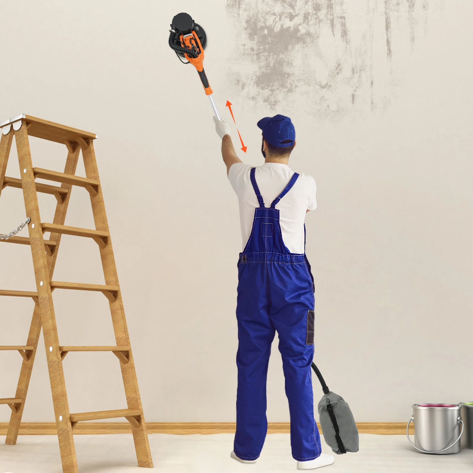 

Шлифовальная машина для гипсокартона, 750 Вт, 110 В, электрическая шлифовальная машина для гипсокартона с переменной скоростью, 800-1800 об/мин, двойной воздуховод, с мешком для сбора пыли, 6 наждачной бумагой