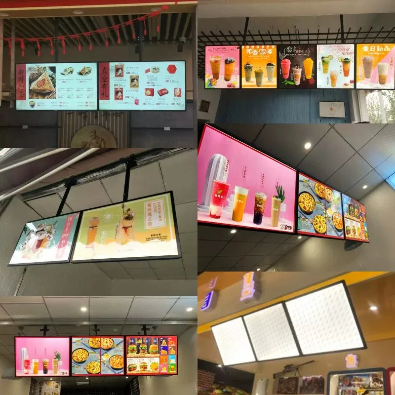 LED Slim Snap Frame Light Box Illuminated Poster Display Backlit Menu Board For Restaurant Cafe Shops Wall Mounted Billboard