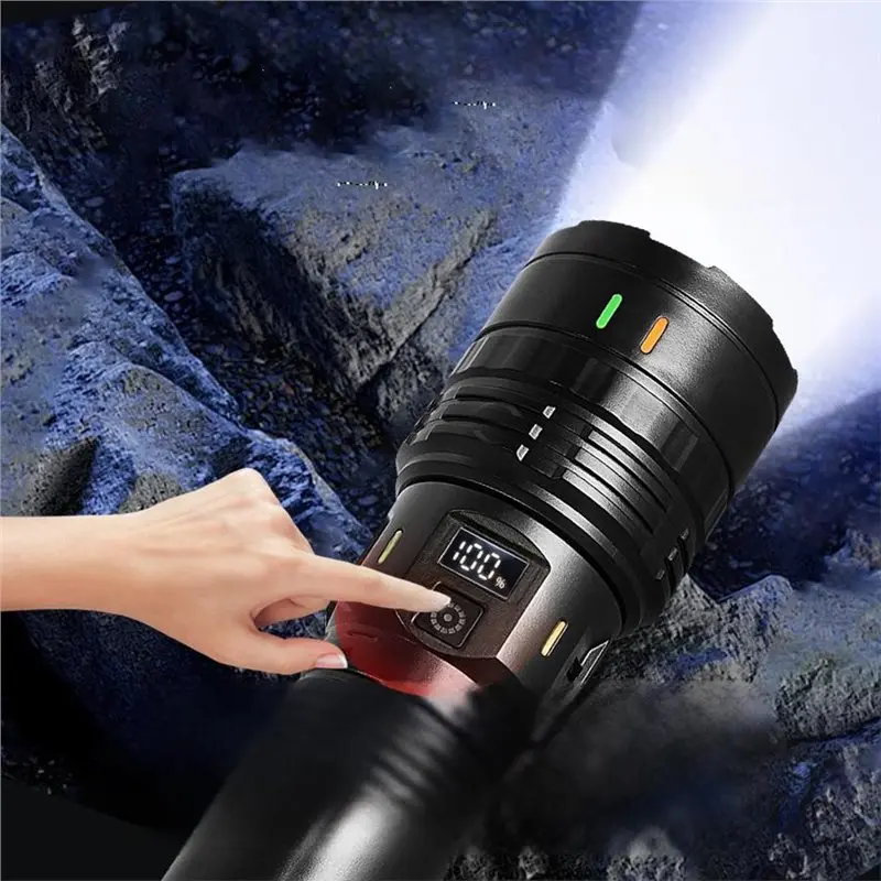 ABGR-Ultra Powerful LED Flashlight New 2000W Super Bright Torch Light Rechargeable Portable Lamp Outdoor Fishing Lantern