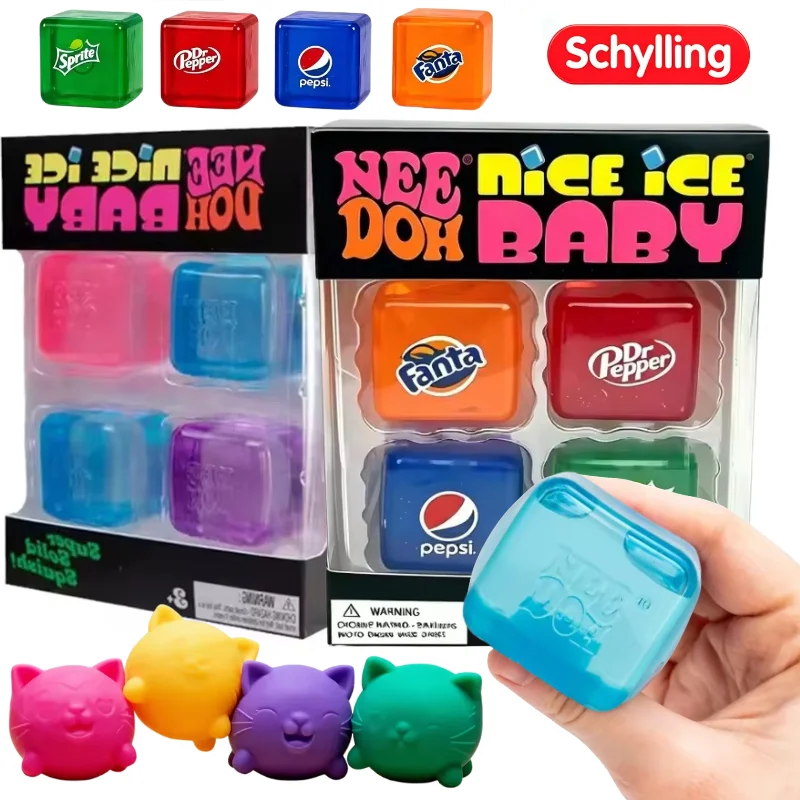 Schylling Nee Doh Nice Cube Bloques Sensoriales Antiestrés, Juguete de Apretar, Rompecabezas, Regalo Sorpresa en Caja Ciega