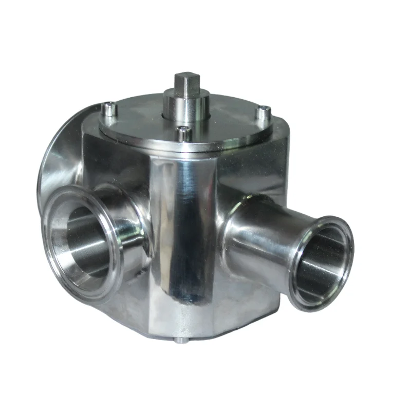 Vavle en T giratorio para máquina de llenado de pistón neumático, vávula DN38 con orificio pasante de 38mm, puerto de virola 77,5-64-50,5mm