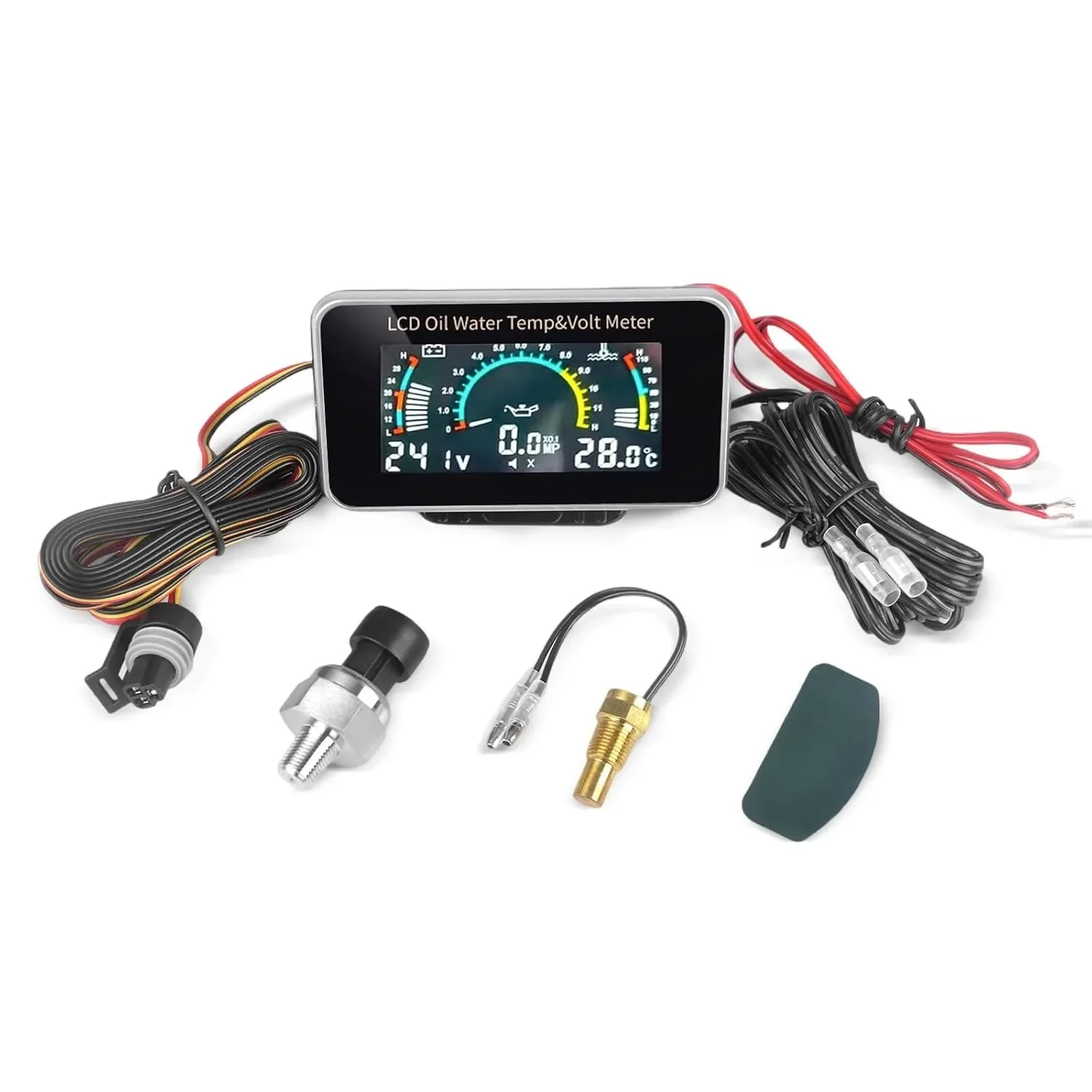 3-in-1 Universal Auto 12V/24V LCD Digital LKW Auto Öldruck Spannung Wassertemperatur Kombinationsanzeige mit 1/8 NPT Sensoren – Detail 1