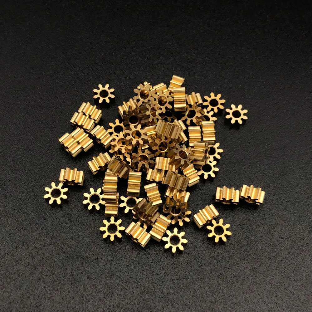 

50Pcs/Lot 0.5M 8T Brass Gear 0.5 Modulus Spur Pinion Mini 8 Teeth Dia.5mm x Height/Lenght 2.5MM Bore Hole Aperture 2MM 1.98MM 2A
