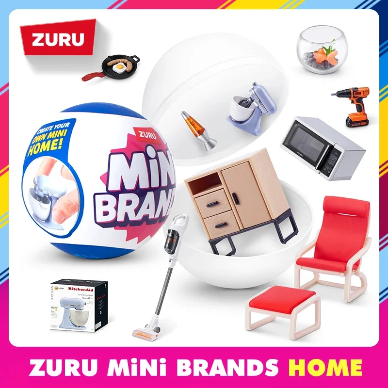 ZURU Mini marcas hogar sorpresa bola sofá mesa silla muebles miniatura modelo juguetes simulación equipo eléctrico juguete chico regalo