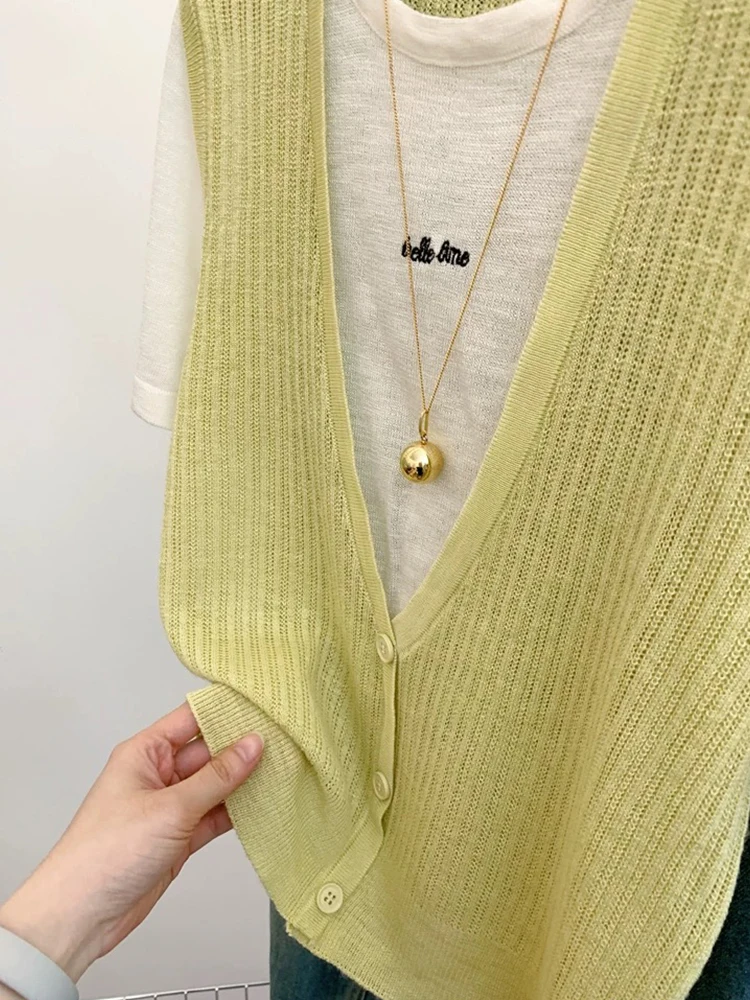 

Women's Knitted ort Sve T-irt Fake Two-Piece High Board Summer Thin Sle Commute Korean Loose Fit Color round Ne