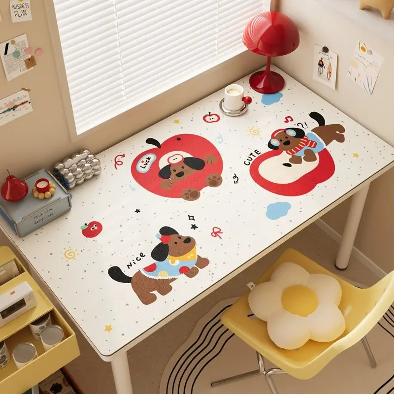 

Cute Apple Puppy Pu Leather Mousepad Office Desk Mat Mouse Pad Computer Speed Type Carpet Mat Player Laptop Keyboard Cartoon
