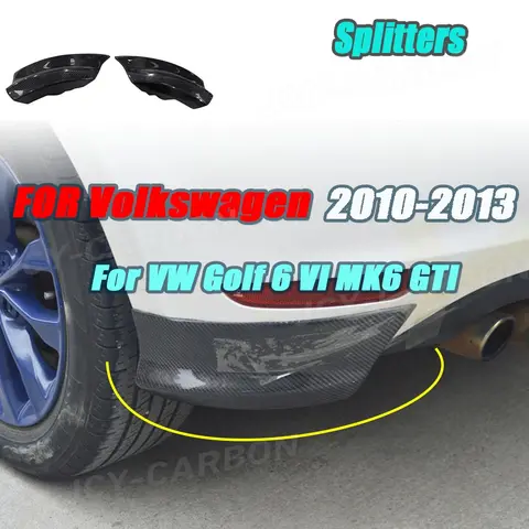 JCYECF 2pcs For Volkswagen Golf 6 VI MK6 GTI 2010-2013 Rear Bumper Lip Splitters Spoiler Carbon Fiber FRP Side Bumper Flaps