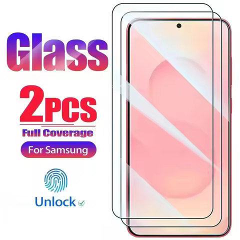 2Pcs Full Cover Tempered Glass for Samsung S25 S24 S23 S21 Ultra S24 S23 FE Screen Protector Samsung S25 Edge S22 S20 S10 9 Plus