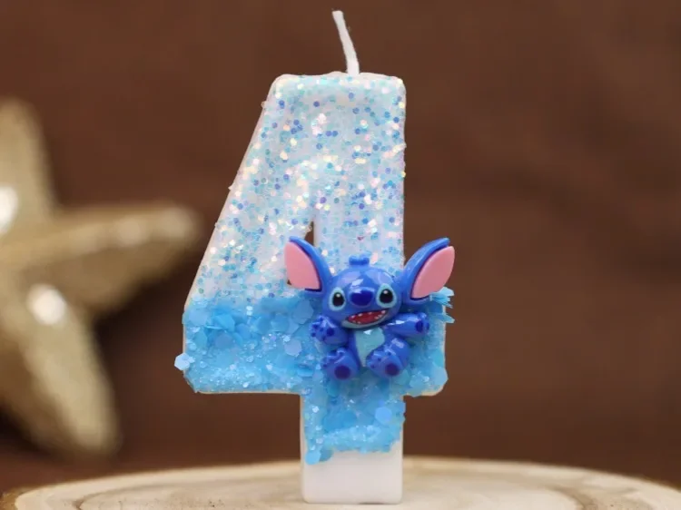 12-Pack Blue Theme Birthday Candles - Gold Ring Print Cake Candles For Party Decorations