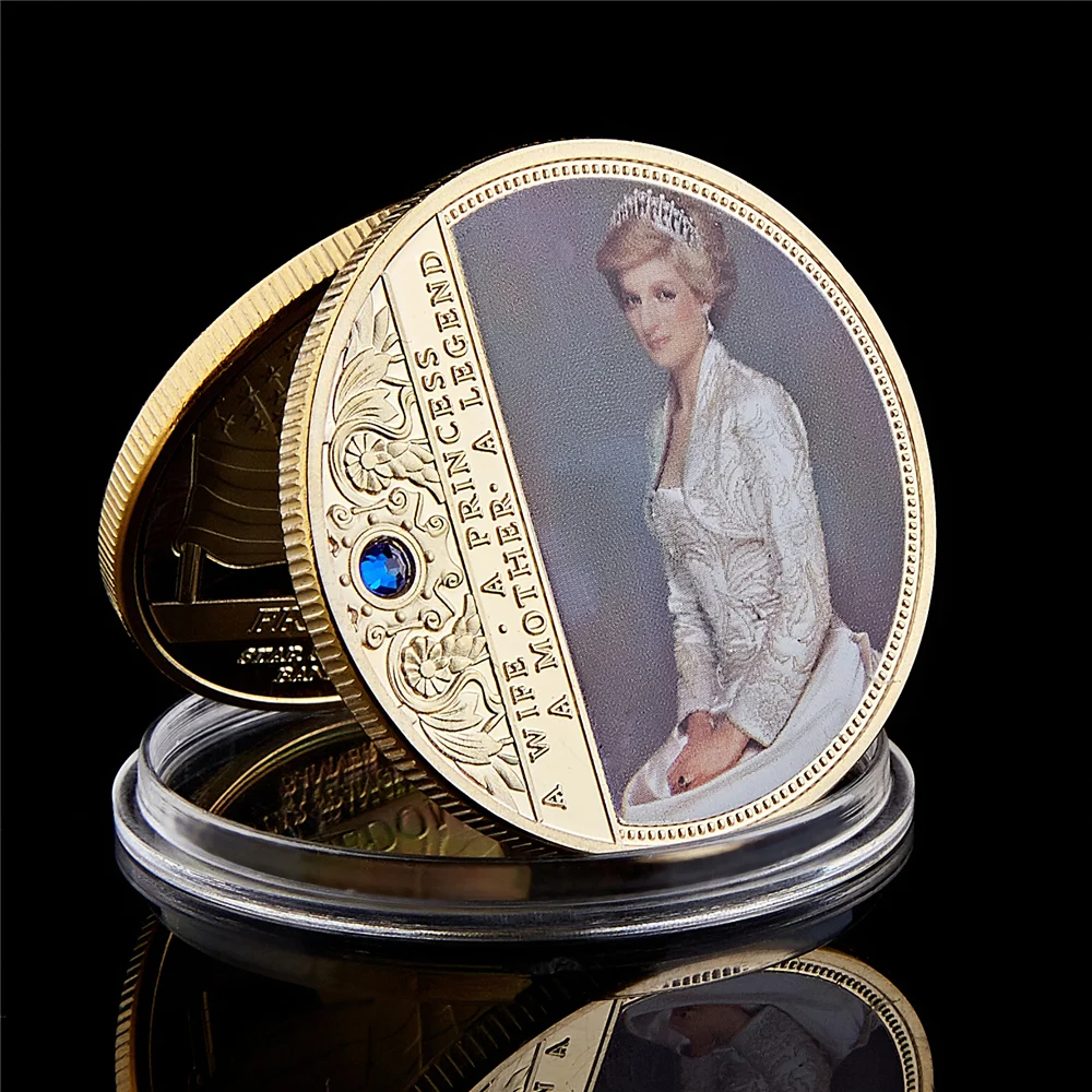 Collectible British Diana Princess Rose With Diamond Last Rose Professional Commemorative Token Coin