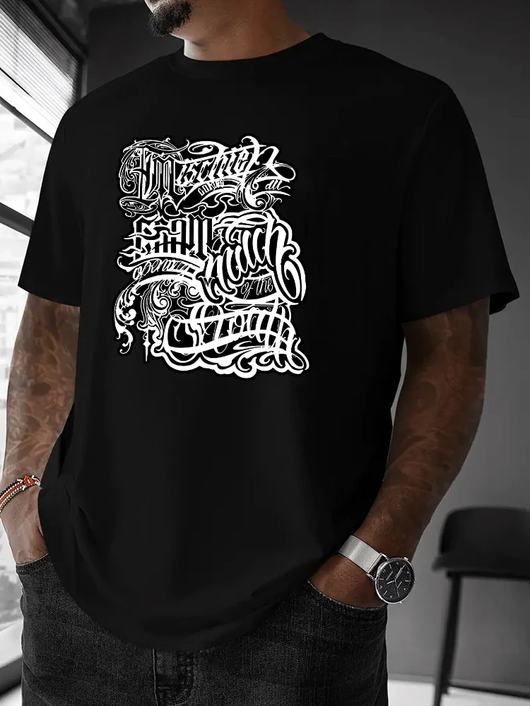 

Graffiti Letter-Street Style Graphic,White with Black & Gray Design-100% cotton O-neck short sleeve casual printed T-shirt.