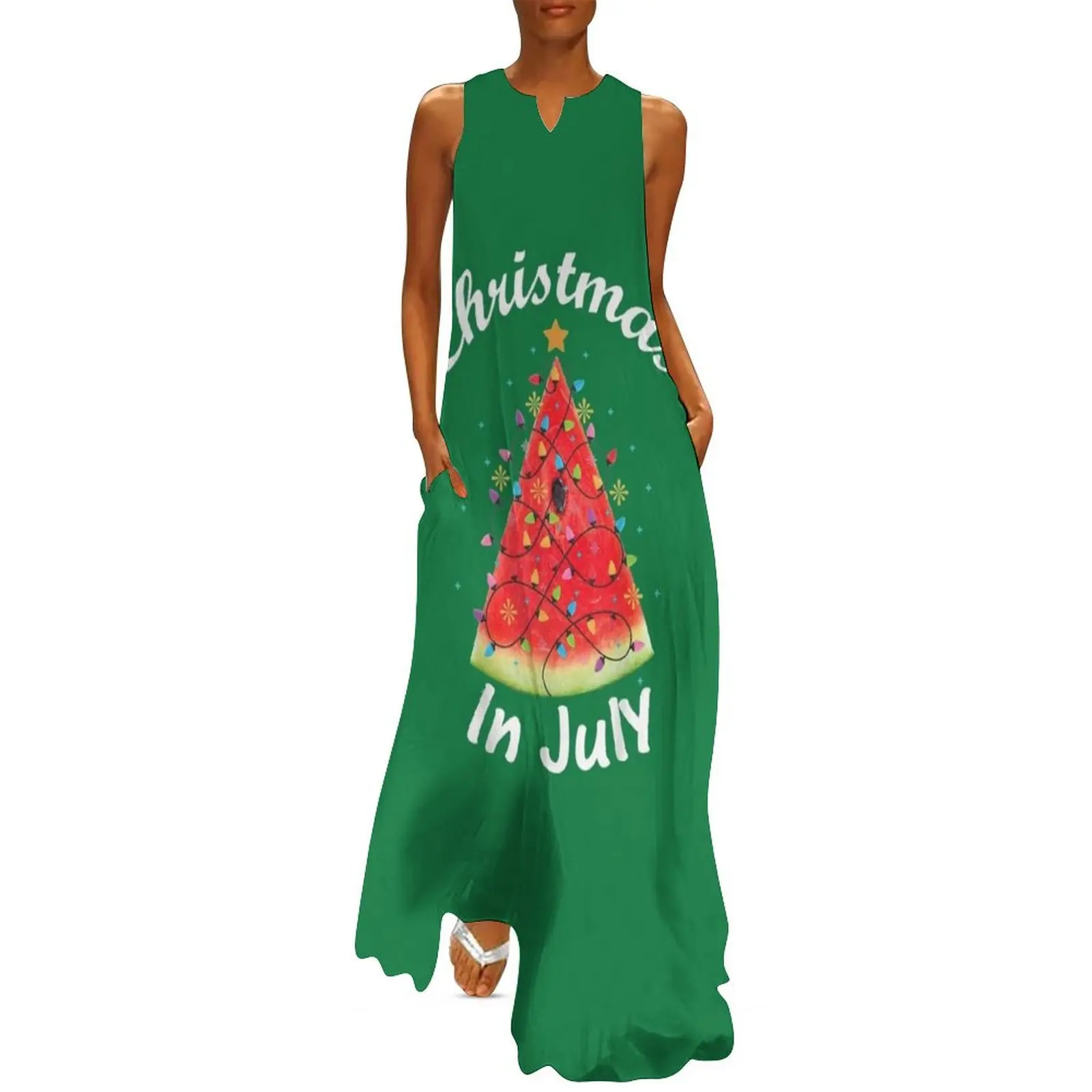 

Christmas In July T-Shirt Melon Christmas Tree Summer Shirt T-Shirt Long Dress Womens dresses Dress