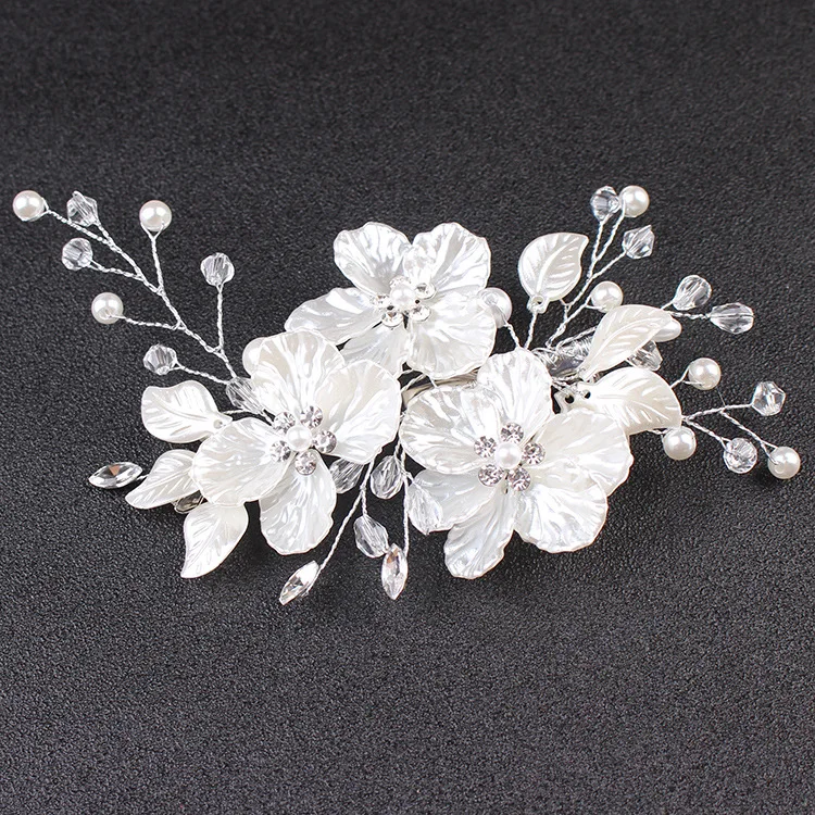 White Peal Flower Bridal Hair Clip f Headpiece Wedding Headclip Hair Accessories Jewelry Bride Headdresses for Party