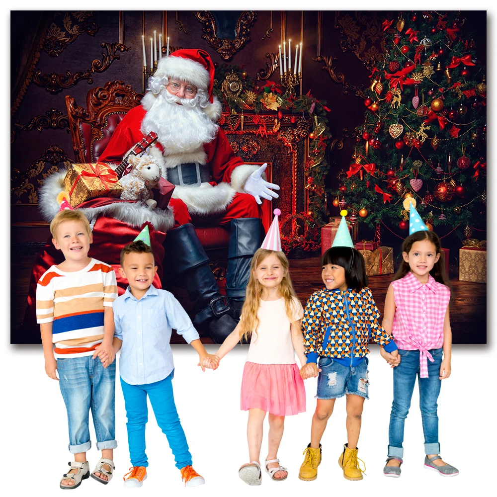 Merry Christmas Santa Claus Theme Photography Backdrop Children Kids Portrait Photocall Background Props Photo Studio Photophone