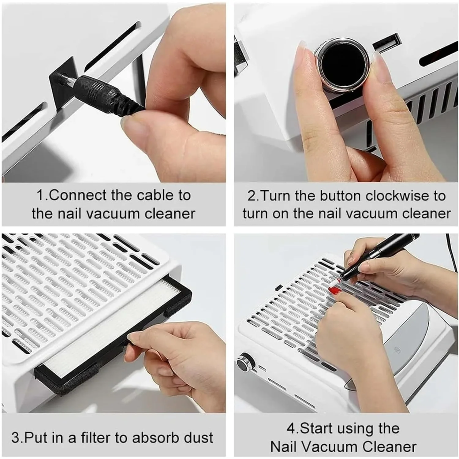 강력한 네일 먼지 제거기 강한 흡입력 100W 네일 진공 청소기 탈착식 필터 속도 조절 가능